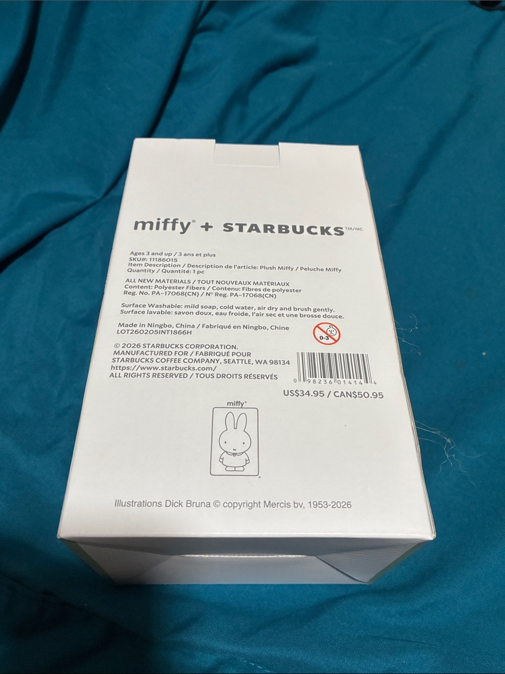 Starbucks x miffy White Plush Bunny with Green Apron - Picture 5 of 8